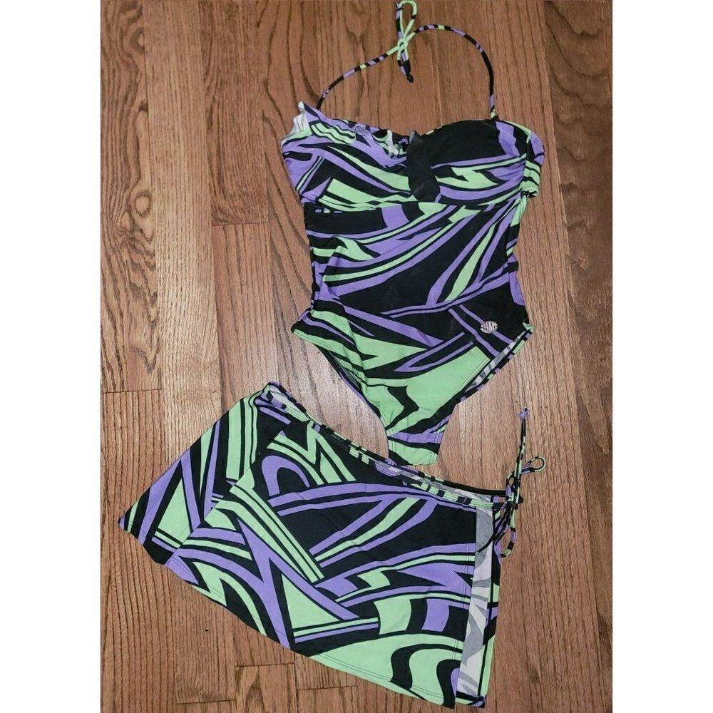 BANANNAMOON One-Piece Swimsuit with Matching Sarong Women's Size Small
